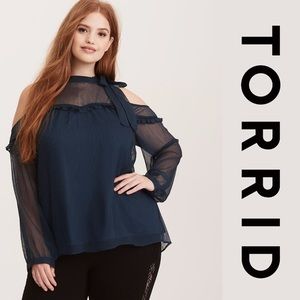 Torrid Dark Teal Cold Shoulder Long Sleeve Size 3